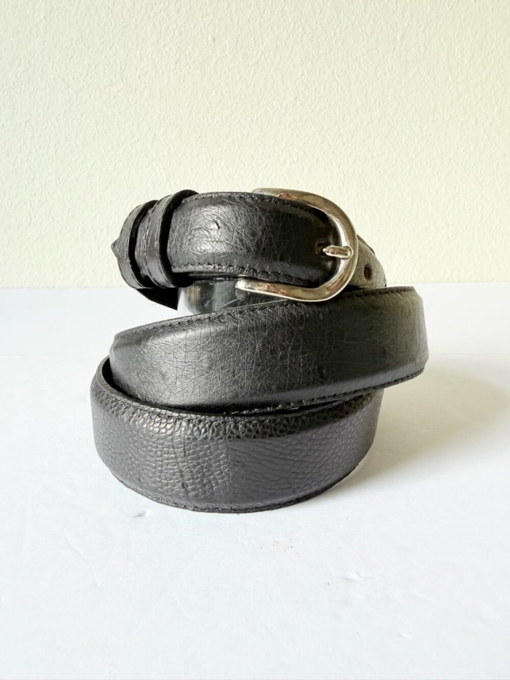 Rod Patrick Black Smooth Ostrich Belt Mens 40 Leather Western 1.25" Taper End